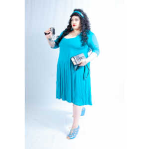 Dorian cosplaying as Deanna Troi from Star trek TNG.